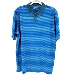 Nike Golf Tour Performance Dri Fit Polo Shirt Mens Large Blue Striped Activewear